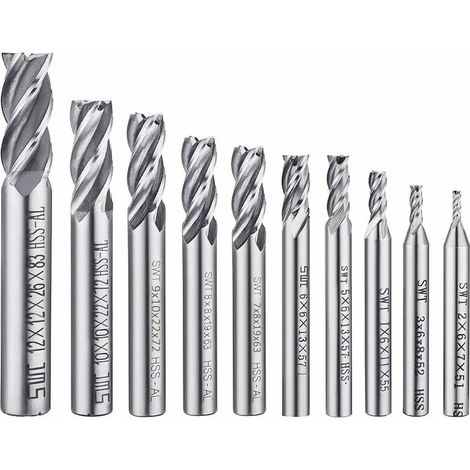 DEESSE SHOP - 10pcs 4 flûte foret ensemble 0.2-1.2cm HSS CNC tige droite foret ensemble pour forage ensemble d'outils pour bois aluminium acier titane (1/5)