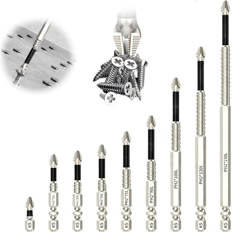 9-teiliges Präzisions-Schraubendreherbit-Set mit Anti-Rutsch-Oberfläche, hochmagnetisiertes Bohrerbit-Set, K5-Magnetschraubendreherbits aus schlagfestem, verchromtem Kohlenstoffstahl