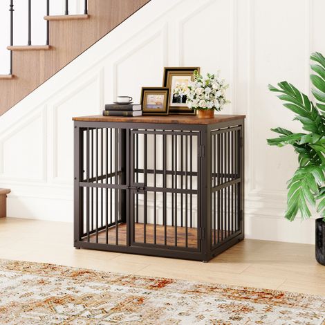 Mueble modular para jaula de perros con 3 puertas y tablero impermeable, mesa auxiliar o mesita de noche 2 en 1, combinable y apilable para varios perros, dimensiones exteriores 68,4 x 53 x 61 cm en c (1/5)