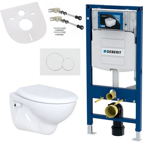Wand-Tiefspül-WC mit WC-Sitz Komplettset – mit passendem Geberit UP320 Vorwandelement (1/5)