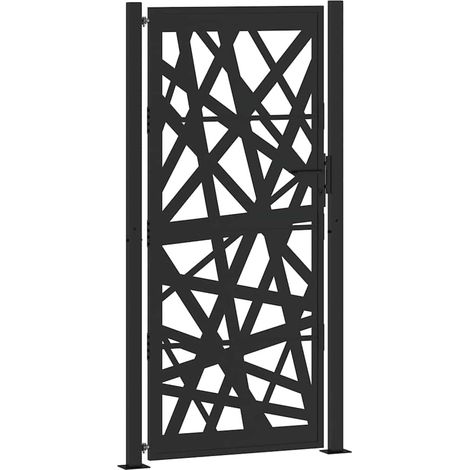Portail de jardin,Portail de clôture,Portillon de jardin noir 105x205 cm acier conception de lumière CFW91145 (1/5)