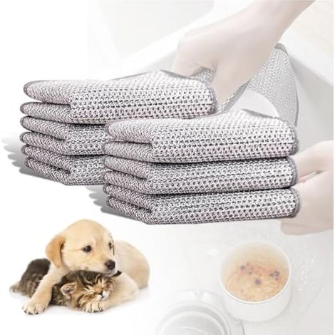 Lot de 6 chiffons à vaisselle en fil métallique anti-rayures double face - Double utilisation de sec et humide - Faciles à rincer - Réutilisables - Convient pour la vaisselle, l'évier, le comptoir, le (1/5)