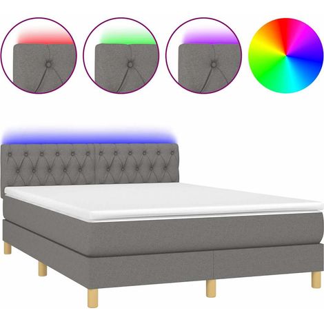 Maison Exclusive - Sommier à lattes de lit et matelas et LED Gris foncé 140x190 cm (1/5)