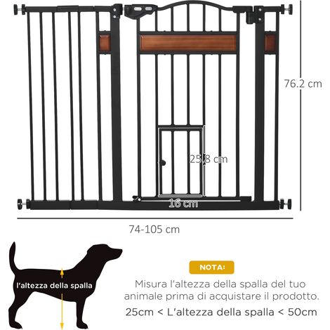 Barrière automatique pour chiens de petite et moyenne taille, 74-105 x 76,2 cm, noire (1/5)