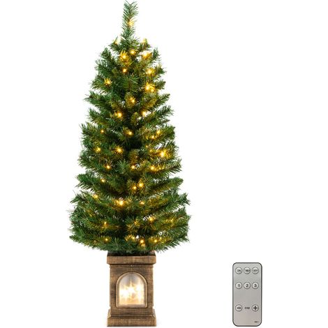 Albero di Natale pre-illuminato in vaso da 120cm, ingresso con 100 luci LED e timer (1/3)