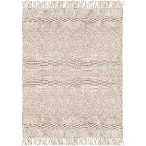 Hiruni Teppich beige 160x230 cm, handgewebt aus 70% Wolle und 30% Polyester