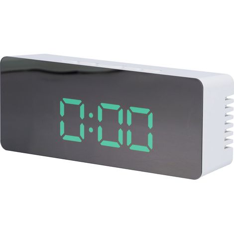 Réveil miroir LED, horloge numérique avec mode snooze, pour chambre, salon, bureau, décoration, coque blanche (TS-S69-G) (1/5)