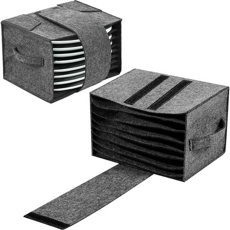 Tellerhouder - Porte-assiettes Pliable en Feutre - Pour Camper Caravane Bateau Cuisine - Capacité 8 Assiettes - Dimensions 27x27x6 cm (1/5)