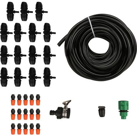 Kit de 15m/49.2ft 8/11 tuyau avec buse atomiseuse, connecteur automatique pour arrosage par goutte-à-goutte (1/5)