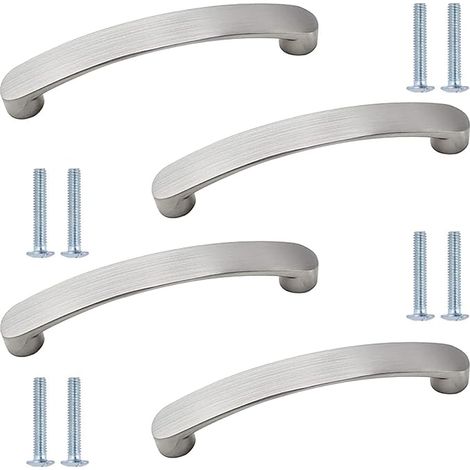 Juego de 4 tiradores para muebles - Aluminio cepillado - Para cajones, puertas de armarios y muebles de cocina (1/5)
