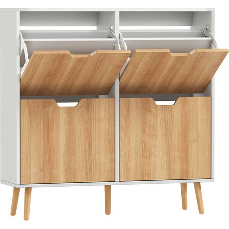 Meuble à chaussures scandinave VIAGGIO blanc et bois (1/5)