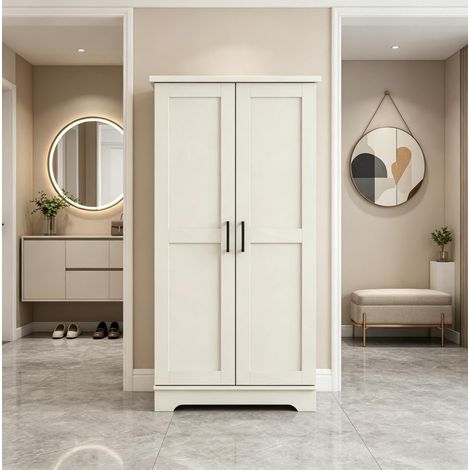 Küchenschrank mit Türen und verstellbaren Regalen, 60 x 40 x 120 cm, Creme OKMYHOME (1/5)