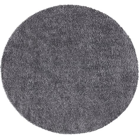 Tapis Rond à Poils Longs doux SOFTY, Tapis de Salon, Chambre, Couloir (Gris Foncé - 120x120cm) (1/5)