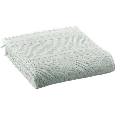 Serviette de Toilette en Coton Jacquard avec Franges pour Salle de Bain Jade 50 x 100 cm - PANGIVO (1/3)