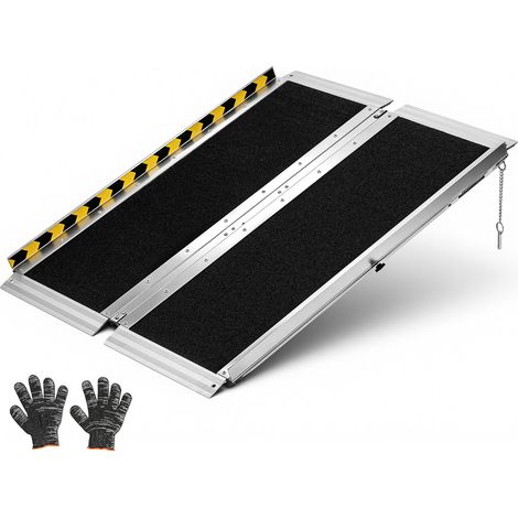 Mophorn Faltbare Rollstuhlrampe 915 x 736,6 mm, Belastbarkeit 362,9 kg, Schwellenrampe mit rutschfester Oberfläche, Tragbare Aluminium-Auffahrrampe für Rollstühle, Bordsteine und Treppen (1/5)