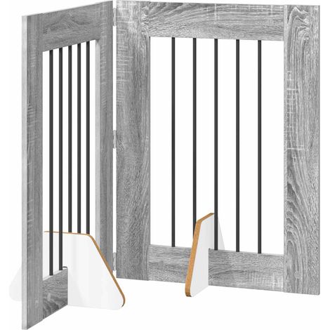 vidaXL Foldable Dog Gate with Stands 2 pcs Grey Sonoma 120.5 cm