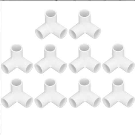 10 raccords de tuyauterie en PVC à 3 voies, raccords coudés à 3 voies, raccords de tuyauterie en PVC plastique, connecteur en T à angle droit, diamètre intérieur 20 mm (blanc) (1/5)