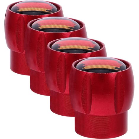 Universal Red Aluminum Alloy Tire Valve Caps, Easy Installation, Unique Decoration for SUVs and Trucks, Set of 4 (1/5)