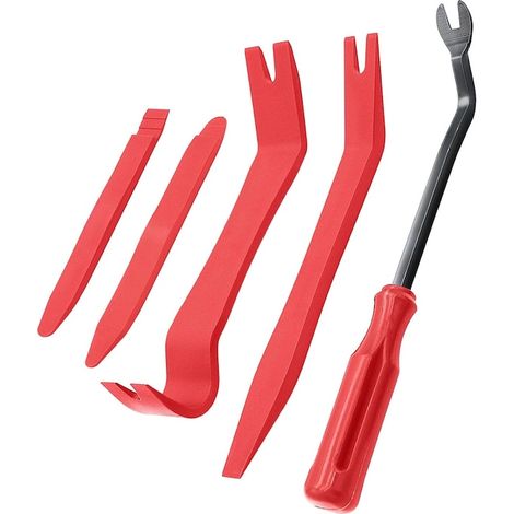5-teiliges Autowerkzeug-Set, einfach zu bedienen, tragbar, universell einsetzbar, langlebig und robust, ergonomisches Design, zum Ausbau von Radio, Türverkleidungen, Armaturenbrett und Autositzen, PP, (1/5)