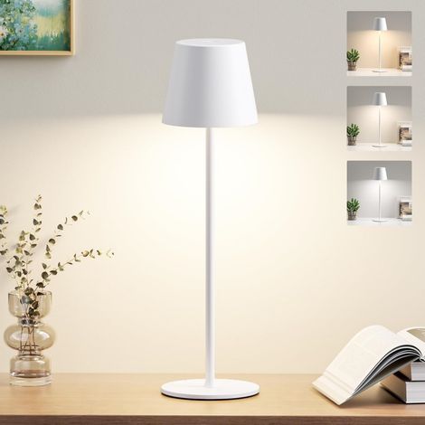 Lampe De Bureau - Sans Fil - LED - Batterie 5000 mAh - Réglage Hauteur 3 Niveaux - Température Couleur 3 Modes - Dimmable - Pour Bureau Maison Bureau Extérieur Camping - 1 Pièce - Blanc (1/5)