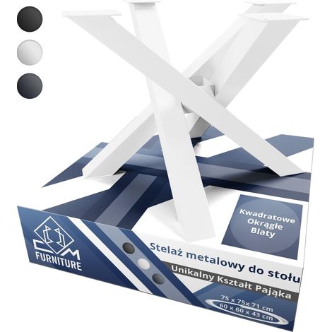 CM Furniture Gambe per tavolo in metallo bianco a forma di ragno per piani di tavoli rotondi/quadrati H 43 cm Telaio per tavolo a X H 43 x L 60 x P 60 cm Tavolo da conferenza con struttura a croce, ta (1/5)