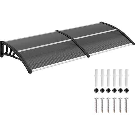 Store Extérieur de protection Solaire et imperméable 196 x 75 x 23 cm avec revêtement en polycarbonate pour Portes et fenêtres, noir