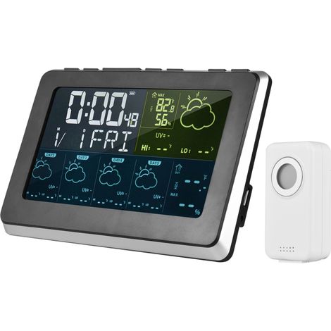 Station météo intelligente Tuya WiFi LCD – température/humidité intérieur/extérieur, prévisions 5 jours, 3 alarmes, charge USB, contrôle app (1/5)