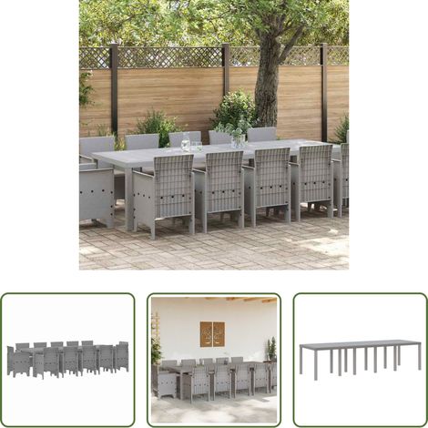 Salle à manger extérieure - Ensemble de salle à manger pour jardin 13 pcs Gris clair (1/5)