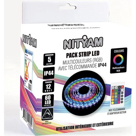 NITYAM Striscia LED 5 metri, Striscia LED Multicolor (RGB), Striscia LED con telecomando, Striscia LED IP44 - uso interno ed esterno