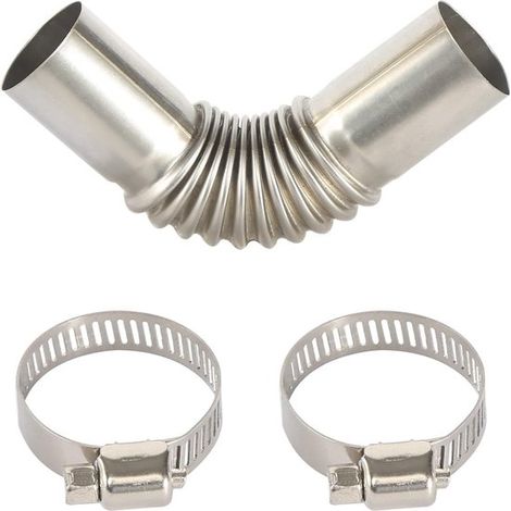 Codo de tubo de escape de acero inoxidable, manguera de salida de gas de 24 mm, calentador adicional con dos abrazaderas de acero inoxidable. (1/5)