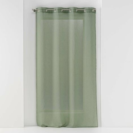 Voilage grande hauteur à œillets 140 x 280 cm – Voile sablé Sandra Kaki (1/4)