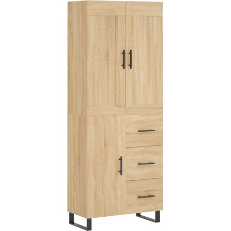 Buffet credenza cassettiera armadio mobile contenitore organizer cucina soggiorno salotto rovere Sonoma alto 69,5 x 34 x 180 cm legno ingegnerizzato marrone 020034139
