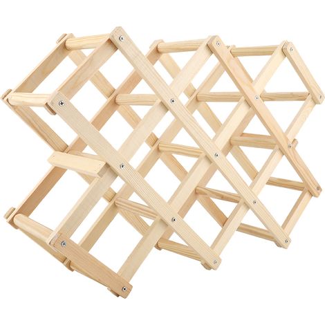 Casier à vin rouge pliable en bois, organisateur pour 10 bouteilles, étagère de présentation pour cuisine ou bar (1/5)