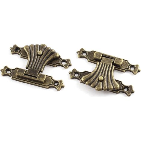 51mm x 33mm antique style bronze ton bois boîte boîtier serrure loquet 2 pièces (1/3)