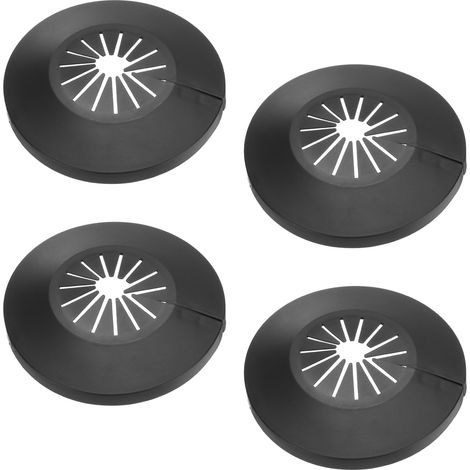 Cache Tuyau Radiateur pour Tuyaux d'Eau 0.55"-1.14"/14-29mm, 4pcs Plaque d'Écussons en PP pour Tuyaux de Chauffage, Colliers de Pipe Garniture Robinet Tube Douche Mural, Noir (1/5)