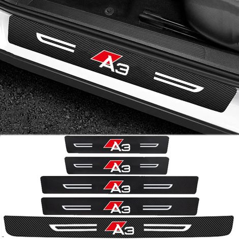 (5 pièces) Autocollants de seuil de coffre en fibre de carbone pour Audi A3 : protections de marchepieds et de pédales (1/2)