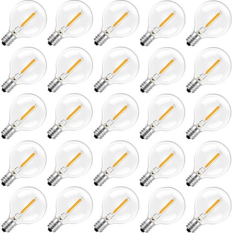 Ampoule G40 E12 LED 1W Remplacement Globe Guirlande Guinguette Décorative Ampoules Style Edison Rétro Lampe Blanc Chaud 2200K 220V-240V,Lot de 25 [Classe énergétique G] (1/5)
