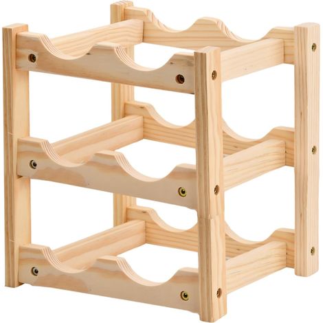 Etagère à Bouteilles de Vin en Bois, 3 Niveaux 6 Bouteilles Casier à Vin Range Bouteilles, Bouteille de Vin Stockage Porte Support d'affichage pour Cuisine Garde-Manger Cave Rangement à Vin (1/5)