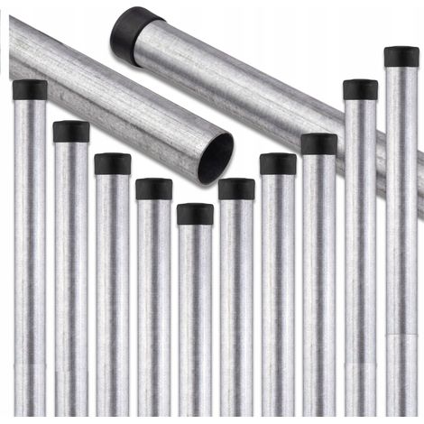 Poteaux de clôture pour grillage, ronds, diamètre 42 mm, hauteur 2 m, galvanisés, lot de 10