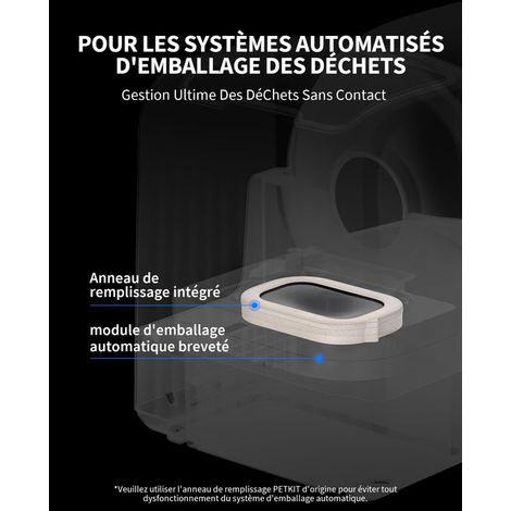 Recharges de Sacs Poubelle pour Bac à Litière Automatique, Anneaux de Remplacement Anti-Odeur Haute Durabilité Étanche