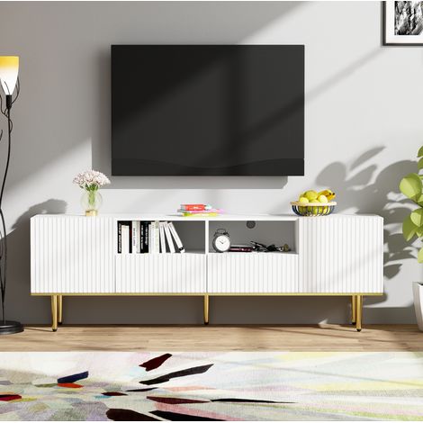 Mueble TV Moderno Con Patas Y Borde Dorados (1/5)