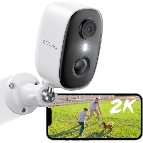COOAU Upgraded 2K Überwachungskamera WLAN Aussen/Innen, Akku Kabellos Wiederaufladbare IP Kamera mit PIR-Bewegungserkennung, mit Nachtsicht in Farbe und 2 Wege Audio, IP65 (1/5)
