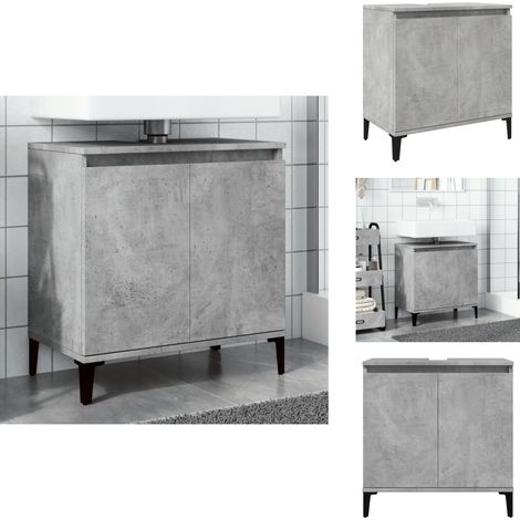 Meuble d'évier gris béton 58x33x60 cm bois d'ingénierie - Meuble De Lavabo - Meubles De Lavabo - Meuble De Lavabo De Salle De Bain - Armoire De Lavabo De Salle De Bain (1/5)
