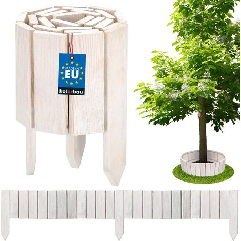 KOTARBAU® Bordure Jardin Exterieur Bois - 110 x 15 cm - Cloture Bois Jardin - Blanc - Palissade Flexible - Décoration Jardin