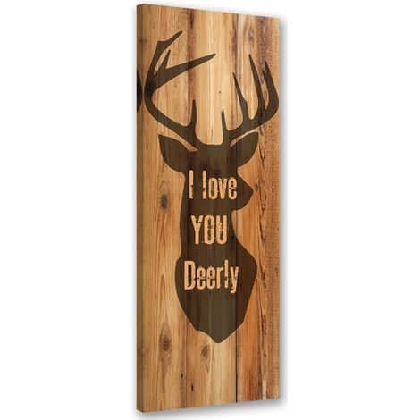 Tableau sur toile Cerf Inscription en bois 30x90 (1/5)