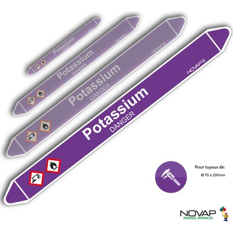 Planche de 2 marqueurs de tuyauterie 450 x 52 mm pour Ø 70 à 100 mm - Potassium - 4709130