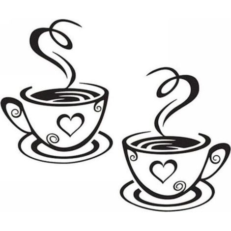 Adesivi murali con disegni di tazze da caffè, adesivi per la casa, decorazioni per la cucina e il ristorante. (1/4)