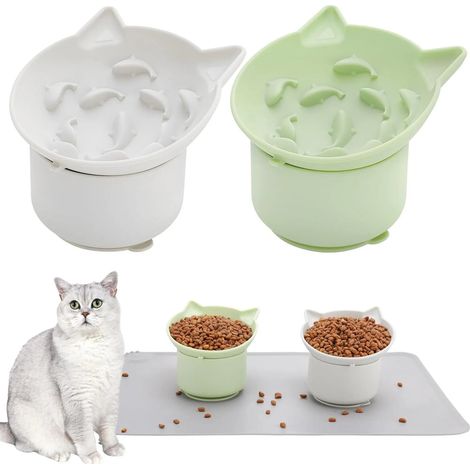 2er-Pack erhöhte Silikonnäpfe für Katzen und Hunde, höhenverstellbar, rutschfest, für langsames Fressen und zur Vorbeugung von Erstickungsgefahr und für eine gesunde Ernährung (1/5)