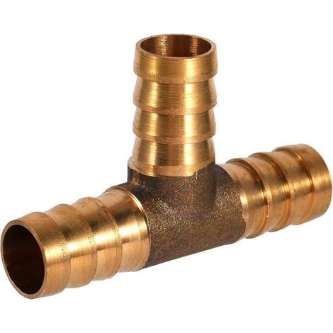 Raccord de tuyau de carburant barbelé, 3 voies en T - Raccord de tuyau en laiton - Adaptateur pour carburant, air, eau, gaz, huile(12mm) (1/5)