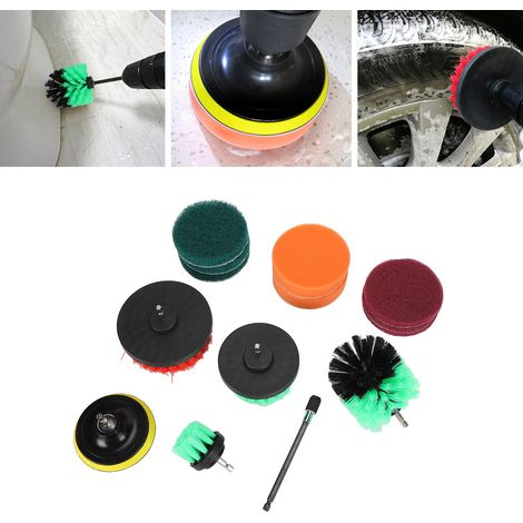 Ensemble de 14 têtes de brosse hexagonales en nylon pour perceuse électrique, destinées au nettoyage et à l'entretien des vitres en céramique de voiture. (1/5)